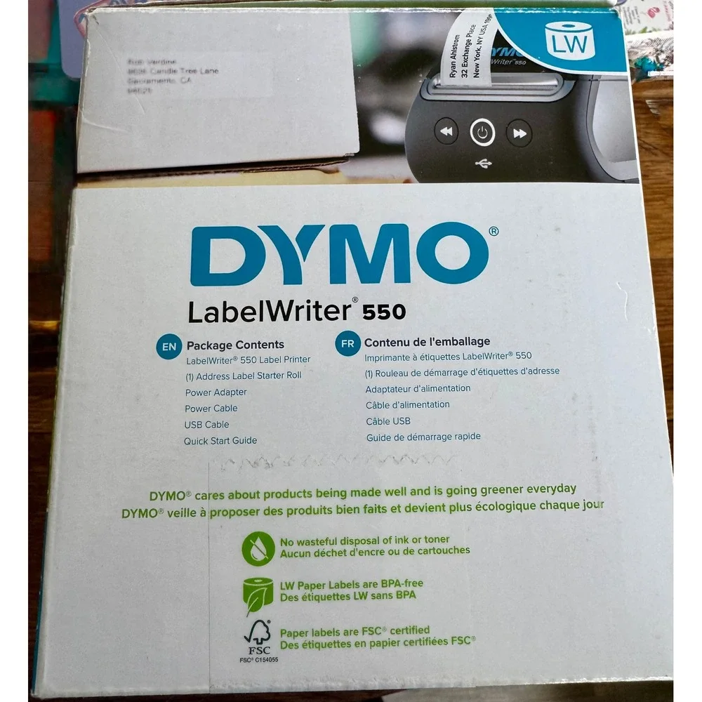 DYMO LabelWriter 550 Direct Thermal Label Printer Black Silver USB 2112552